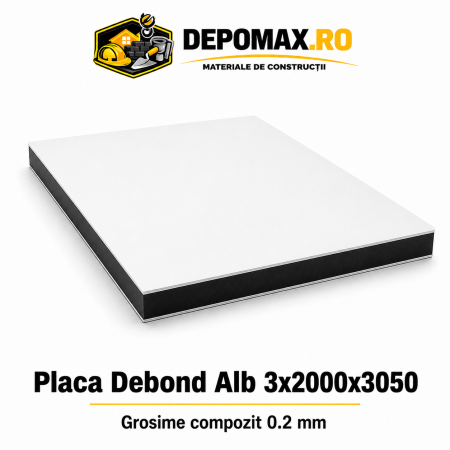Placa BOND alb 3mm, 2000x3050mm, aluminiu 0.2mm